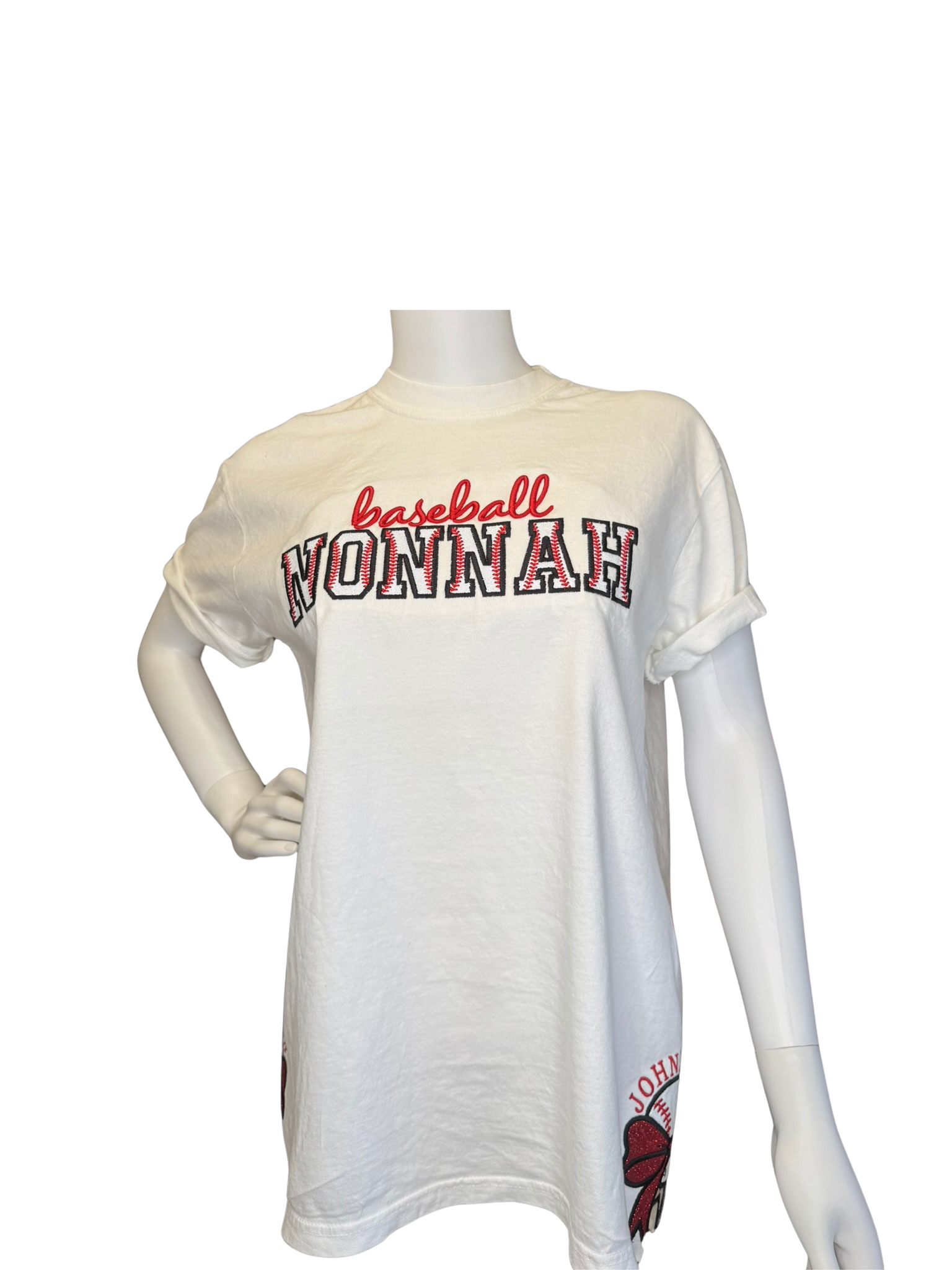 Baseball Nonnah with Side Bows, Names and Numbers (Comfort Colors T-Shirt)