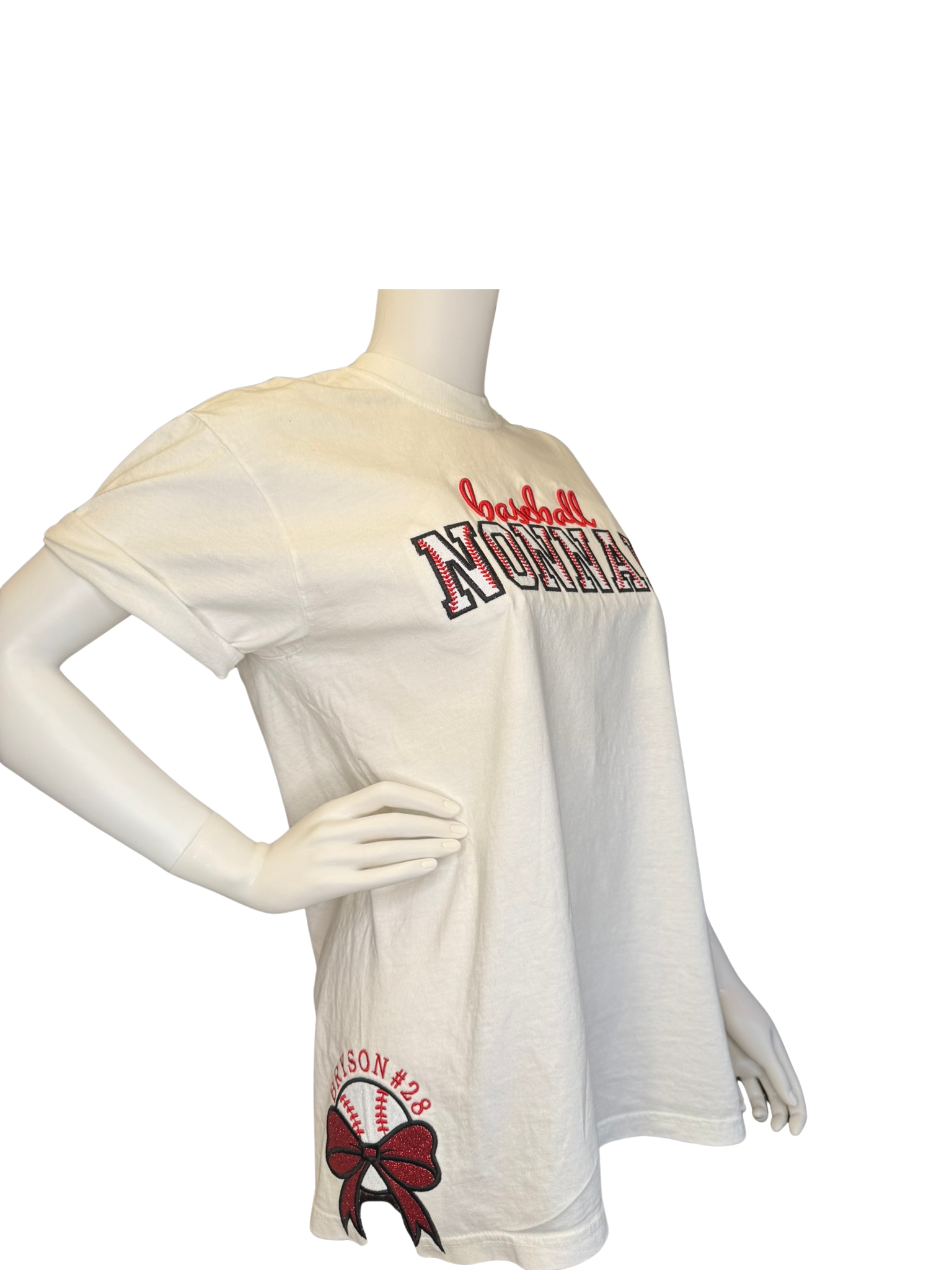 Baseball Nonnah with Side Bows, Names and Numbers (Comfort Colors T-Shirt)