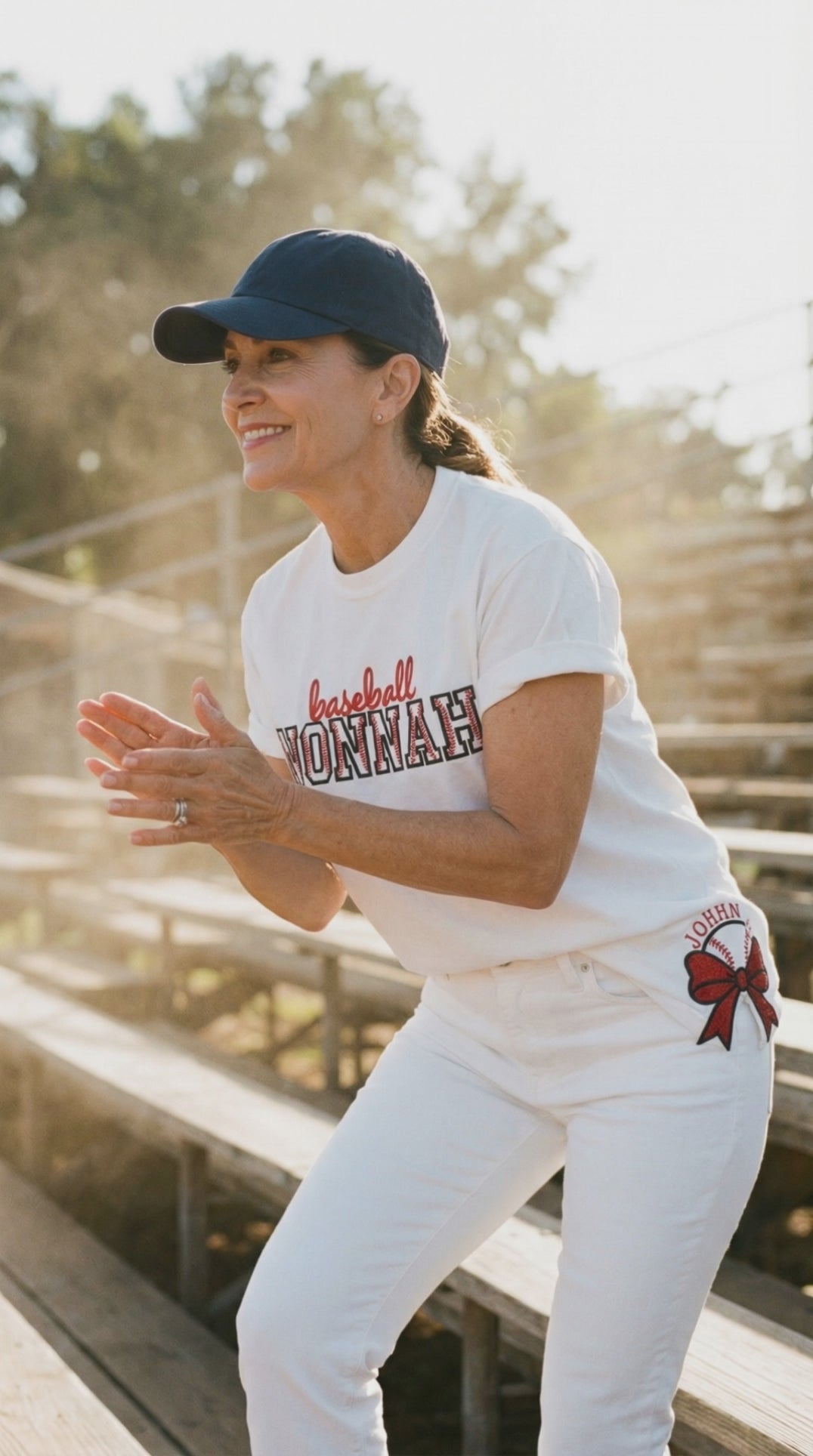 Baseball Nonnah with Side Bows, Names and Numbers (Comfort Colors T-Shirt)